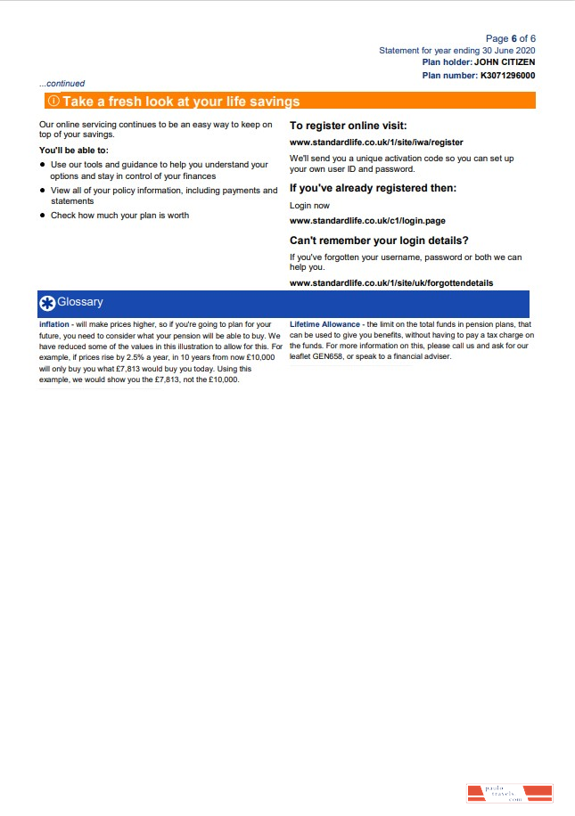 United Kingdom Standard Life utility bill template in Word and PDF format, 7 pages 7